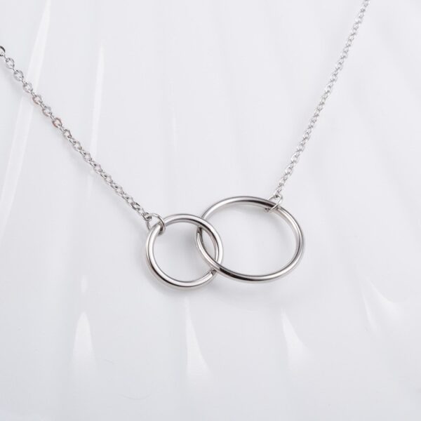 Silver Necklace Double Ring