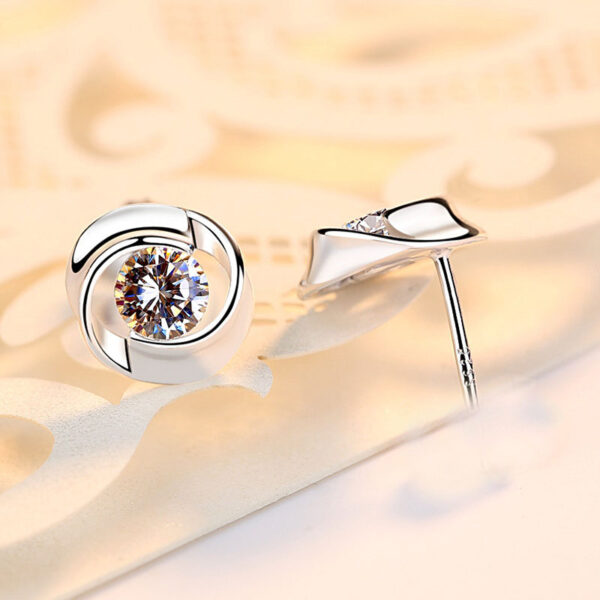 Silver Rose Petals Earrings - Image 3