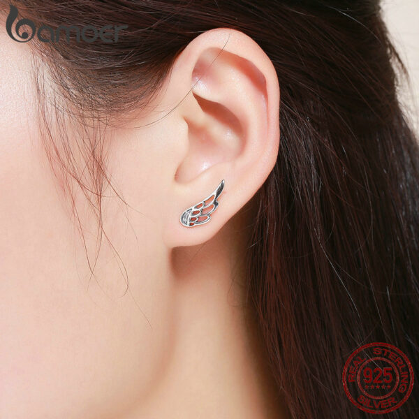 Silver Wings Stud Earrings