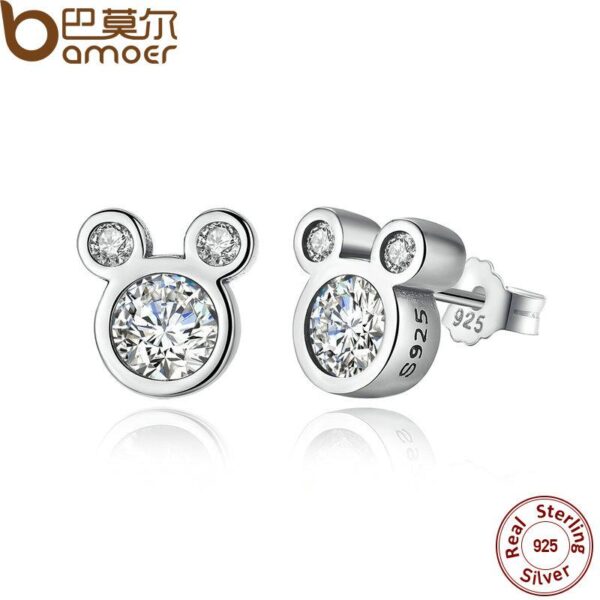 Silver Miky Mouse Stud Earrings - Image 2