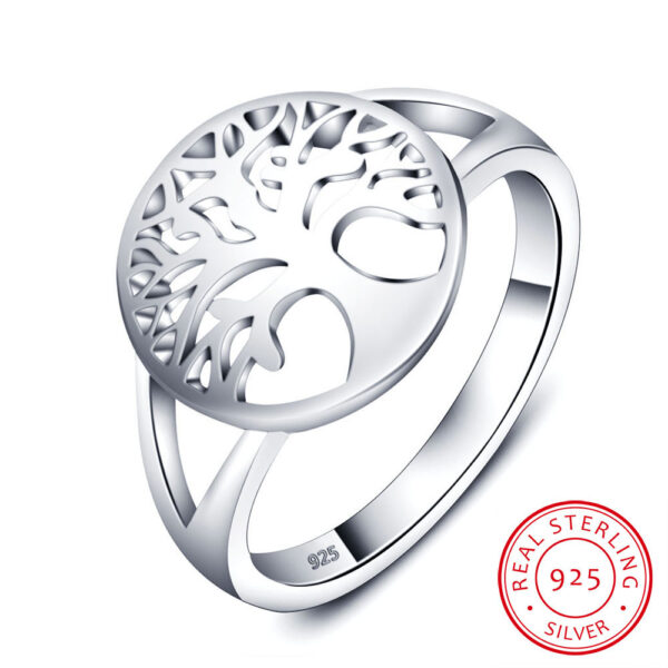 Unisex Tree of Life Silver Ring - Image 3