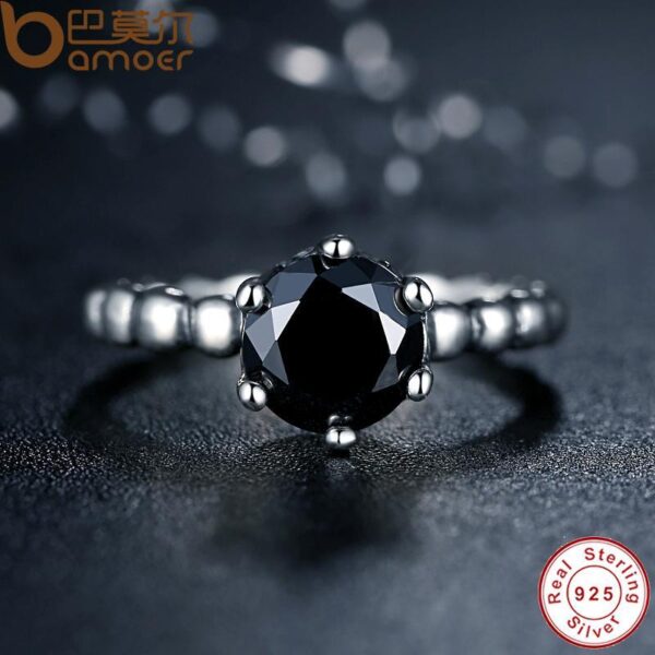 Silver Ring with Black Zirconia - Image 3