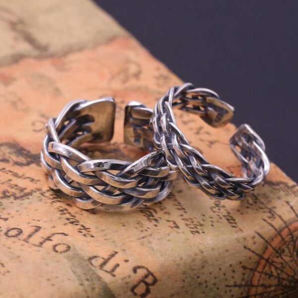 Silver Braided Ring Men