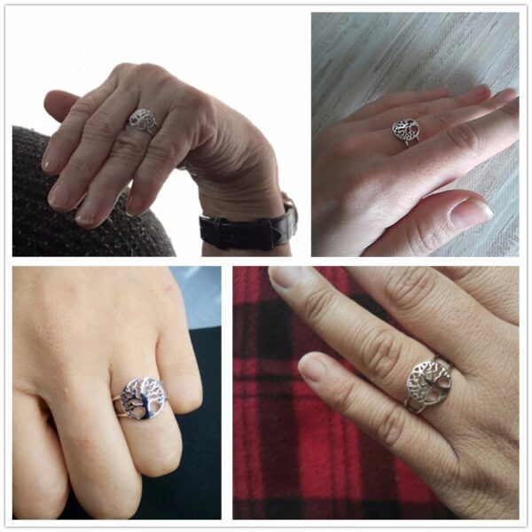 Unisex Tree of Life Silver Ring - Image 2