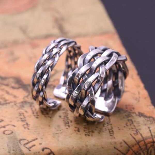 Silver Braided Ring Men - Image 2