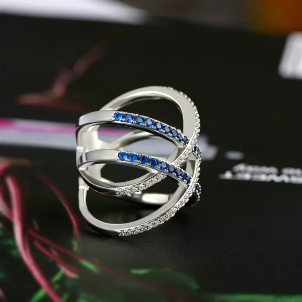Silver Ring with Sapphire Zircon - Image 3